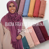 105*190cm 10pcs/Lot High Quality Women Muslim Plain Frayed Scarf Shawls Wraps Headwear Crinkle Solid Oversize Pashmina Hijabs