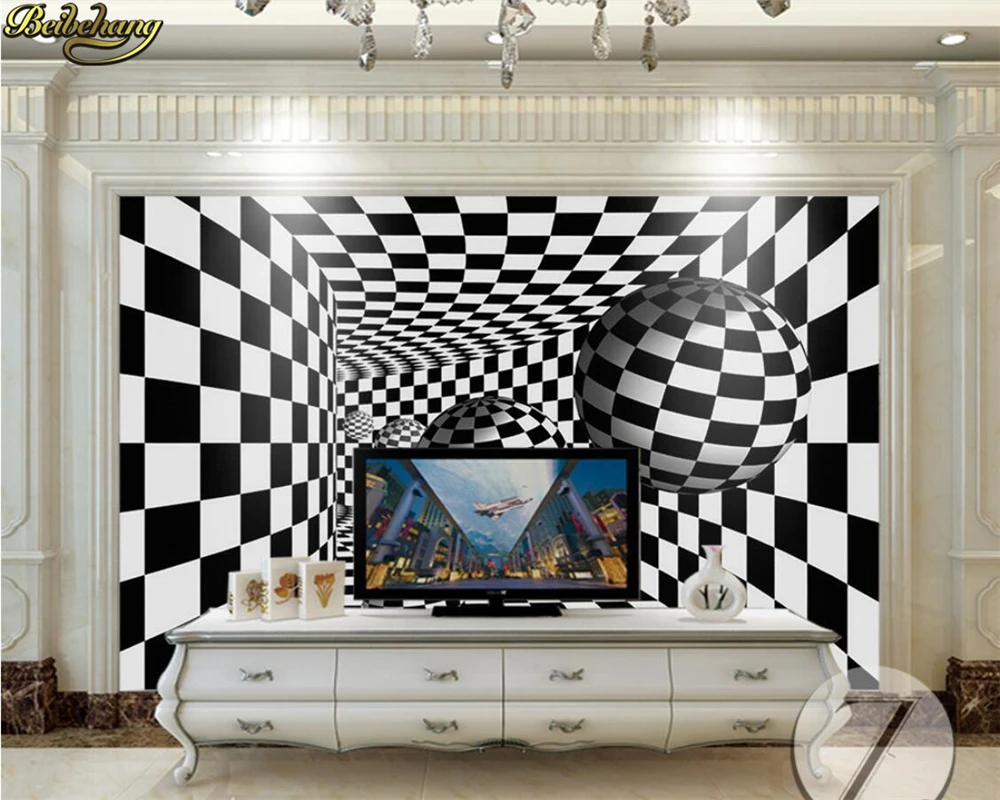 beibehang Custom Photo Wallpaper Mural Nordic Simple 3d Black and White Stereo Tunnel TV Background Wall wall papers home decor