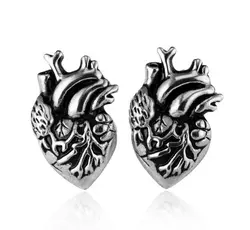 Anatomical Heart Stud Goth Oddities Wicca Human Anatomy Curiosities Taxidermy Medical Earring Halloween Occult Gothic Jewelry