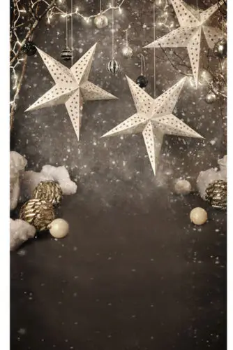 

5x7FT Snow Flakes Christmas Stars Decors Balls Branch Pine Cones Custom Photo Studio Backdrop Background Vinyl 220cm x 150cm