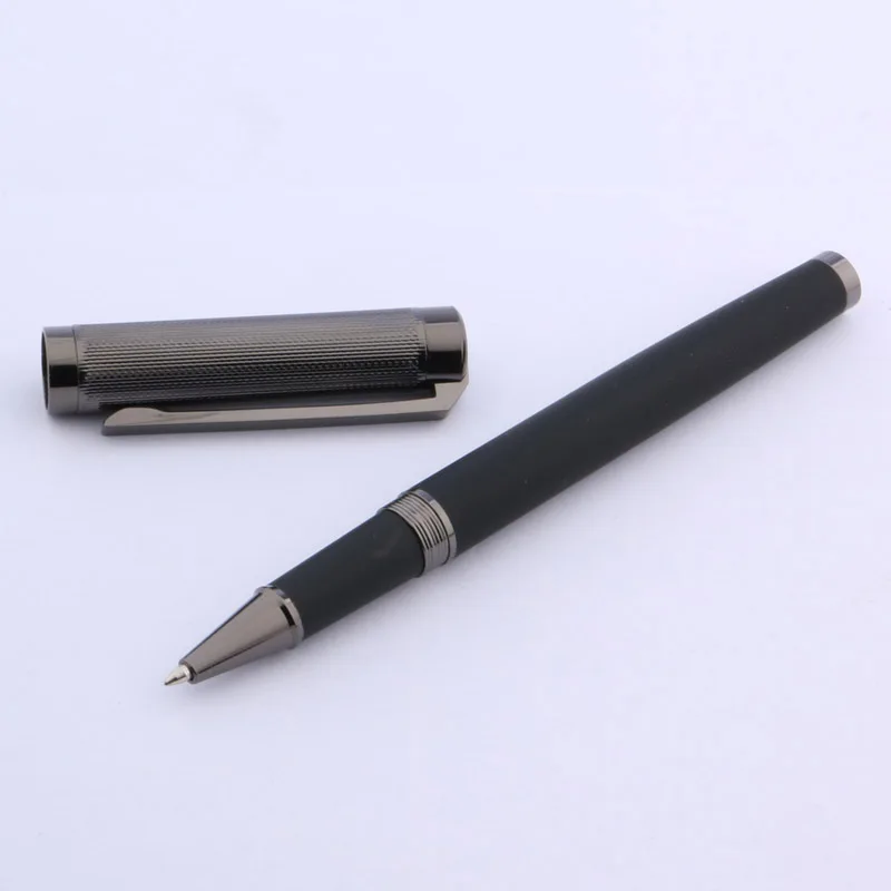 Carbon Fiber Rollerball Pen New Metal Wave Carving Pattern Gun Black Trim Stationery Student Office School Supplies