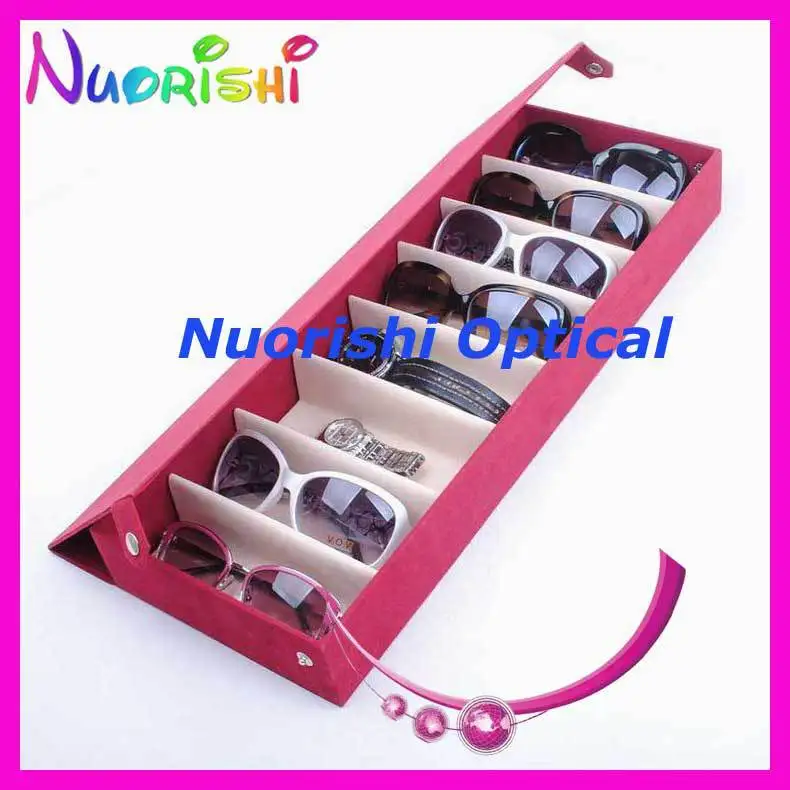 

A626-8S Four Colors Nice Suded Sunglass Eyeglass Eyewear Glasses Display Storage Case Box Tray Holding 8 pcs free shipping