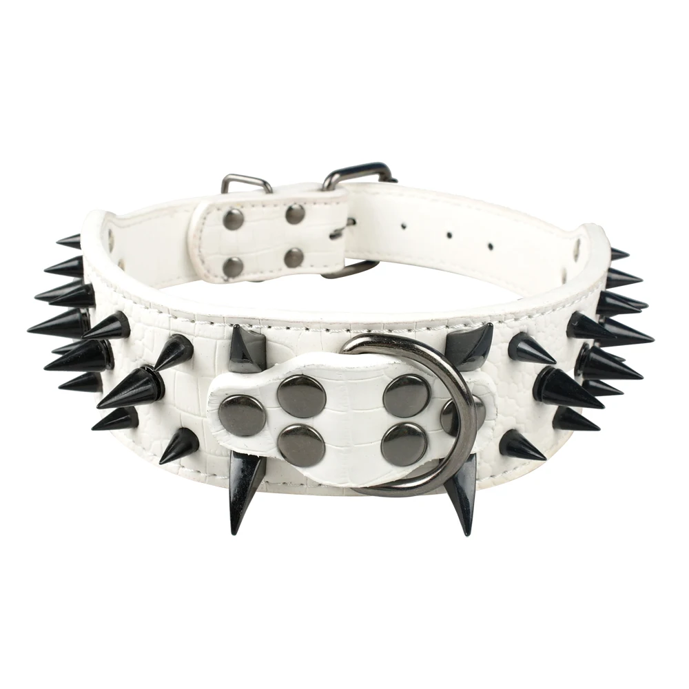 Large Dog Collar Spiked Studded For Pitbull German Shepherd Training Leather Dog Colla With Spikes For Mastiff Rottweiler