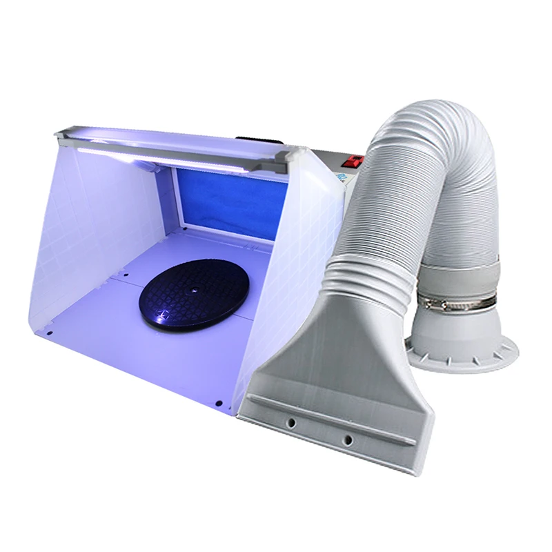 OPHIR Airbrush Spray Booth with LED Light Exhaust Filter Extractor Set for Hobby Model Airplane Crafts Paint AC076LED