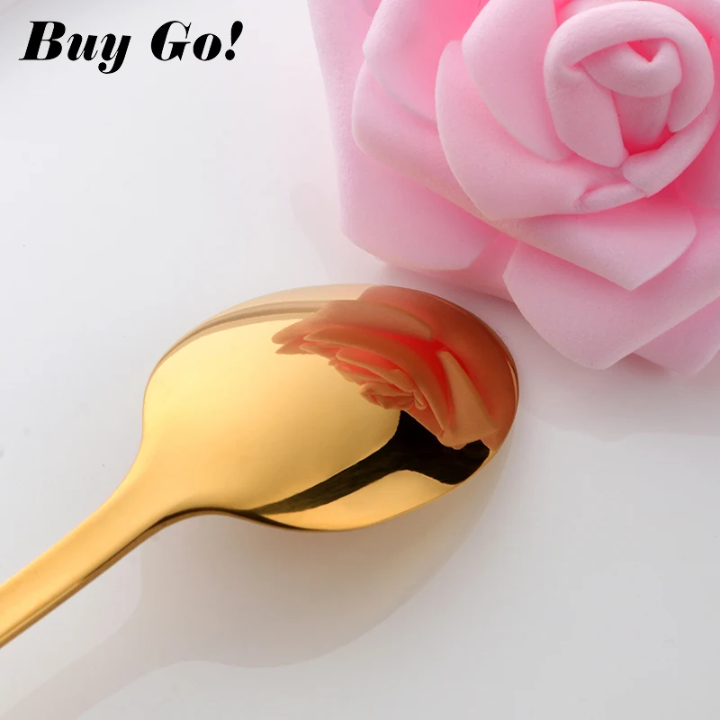 Colorful Mini Teaspoon Luxury Stainless Steel Rose Gold Tea Spoon Small Silver Scoop Mirror Tablespoon Tableware For Party