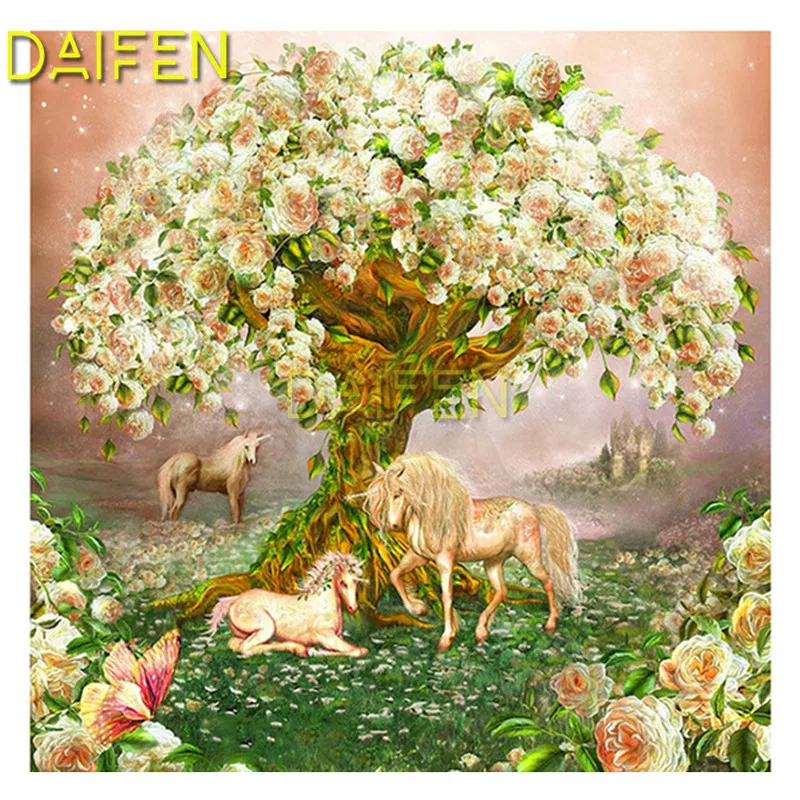 Full Round Diamond embroidery Cross stitch 5D DIY Diamond painting Full Square Diamond mosaic rose  tree horse unicorn butterfly