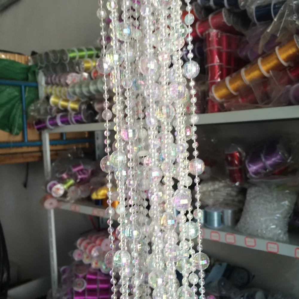 Whole Sale 22m/lot DIY Iridescent Garland Diamond Acrylic Clear AB Color Beads Strands Garland Shimmer Wedding Party Decoration