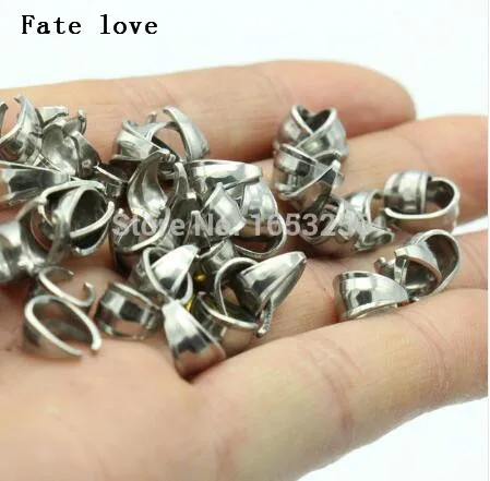 

Fate Love 200x Top Quality embossing Pinch Bail Clip Stainless Steel Pendant Hook Clasp Connector finding Strong