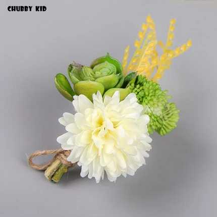 10pcs/lot ! wholesale HI-Q artificial Succulent plants groom groomsmen corsages Wedding Prom Ceremony Flower Brooch Boutonnieres