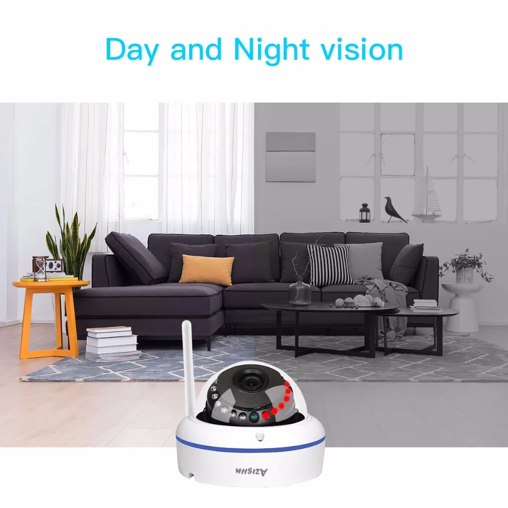 AZISHN 5MP WIFI IP Camera antivandalo sicurezza esterna Wireless Wired Night Vision CCTV Dome Camera con Slot per scheda SD ICSee APP