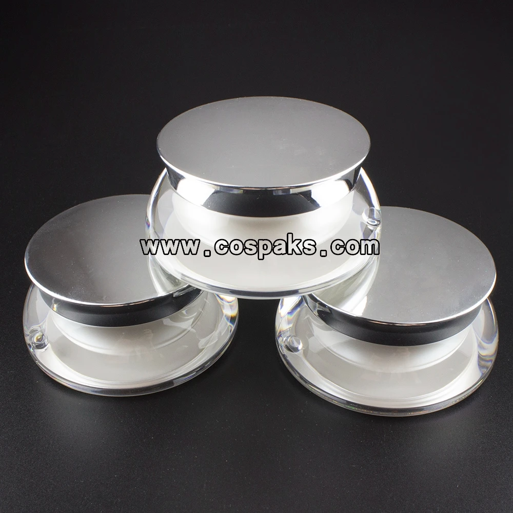 

50pcs 15ml pearl white acrylic cosmetic jar, 15g plastic screw top containers, 15 g empty cospack jar for facial cream