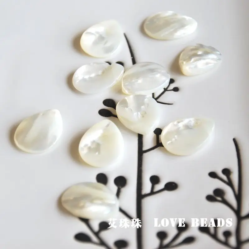 natural wholesale 6pcs/lot 15x20mm waterdrop flower pedal shape white MOP mother of pearl jewelry making DIY for women