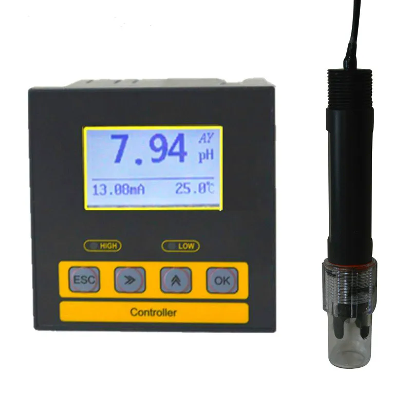 Industrial Online PH Meter Acidity Meter ORP Meter, Sewage PH Value Long-term Monitoring Ph Controller with Industrial Electrode