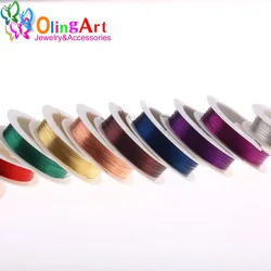 OlingArt – rouleau de fil de cuivre 0.4MM 12M, perles plaquées de couleurs mélangées, bricolage, cordon/ficelle, Bracelet, boucles d'oreilles, ras du cou, fabrication de bijoux