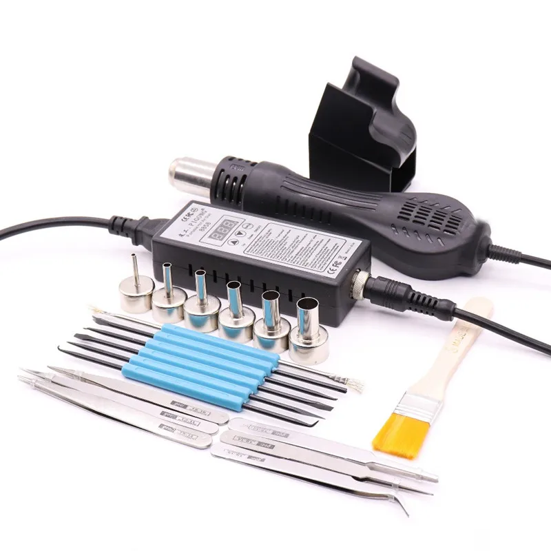 High quality 220V Portable BGA Rework soldering station Hot Air Blower Heat Gun 8858 Better Hand-held hot air gun 6pcs nozzle