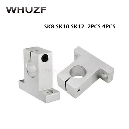 2019 Hot 2pcs 4pcs SK8 SK10 SK12 8mm/10mm/12mm linear ball bearing rail shaft Side Blocks support Table CNC 3D printer Part