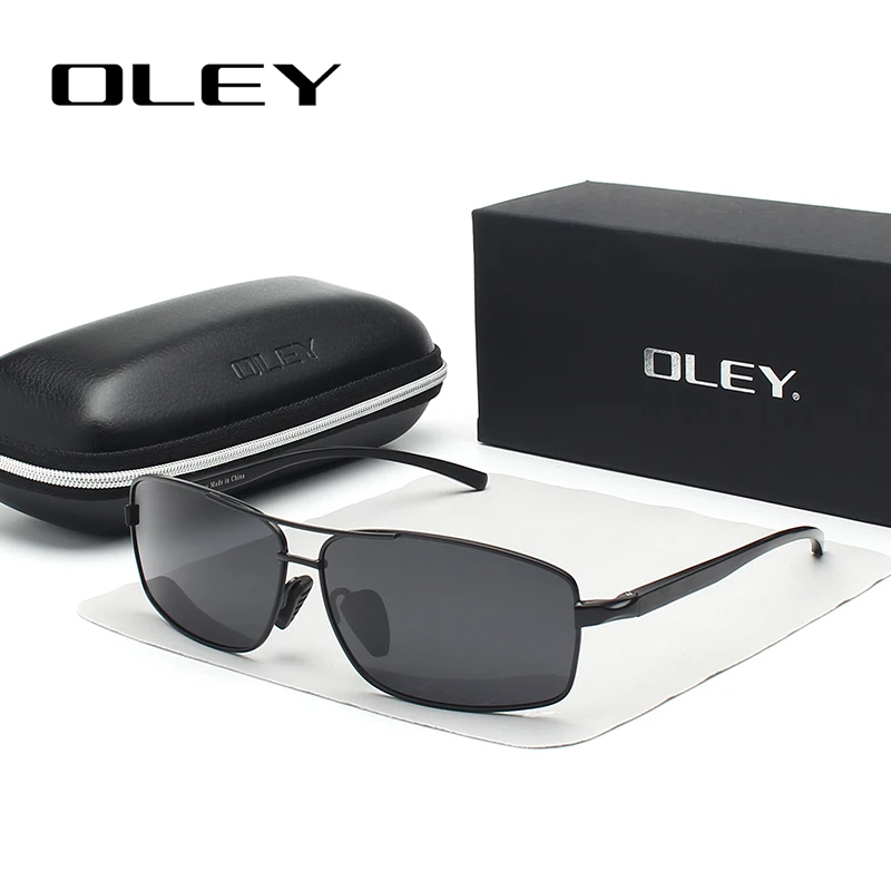 

OLEY Men Polarized Sunglasses Aluminum Magnesium Sun Glasses Driving Glasses Rectangle Shades For Men Oculos masculino Male