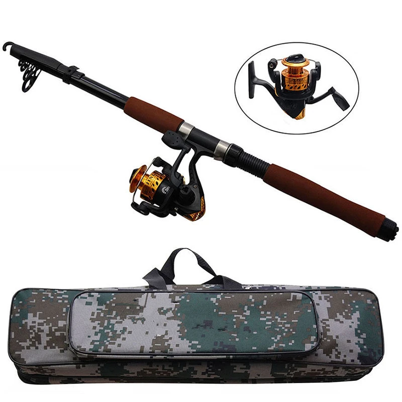 

Hyaena 2.4m Fiberglass Telescope Baitcasting Fishing Rod And Reel Fly Fishing Casting Spinning Fishing Rods And Reel Combo