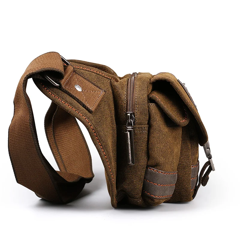 Ruil-riñonera de lona estilo Retro para hombre, bolso multifuncional con bolsillos, para ocio, Picnic, para teléfono, a la moda, paquete Vintage,