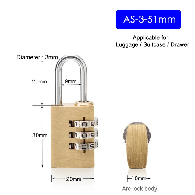KAK Massief Messing Koper Beveiligingshangslot Wachtwoord Combinatie Codeslot voor Gym Digitale Locker Koffer Ladeslot Hardware