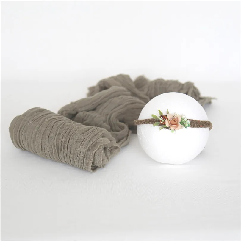 Cheesecloth Wrap And Headband Set Newborn Photography Props Gauze Cotton Dyed Blanket Prop Baby Wrap Photographic Accessories