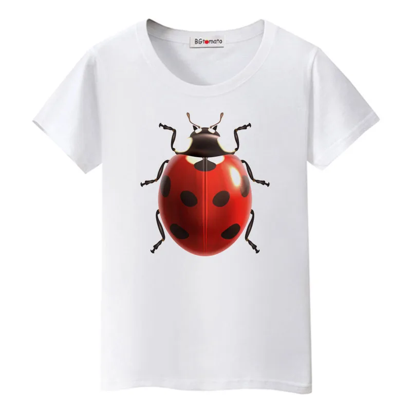 Bgtomate – t-shirt coccinelle 3D pour femmes, joli, créatif, à bas prix, nouvelle collection été