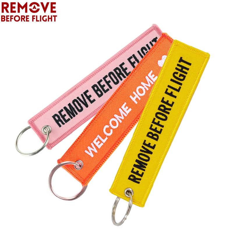 Remove Before Flight Keychain Motorcycle Embroidery Fashion Keychain Luggage Label Key ring for Car-styling Key Ring 3 PCS/LOT