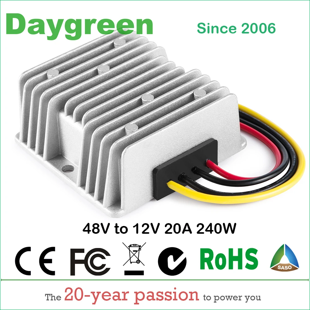 48V to 12V 10A 20A  240W Voltage Reducer DC DC Step Down Converter CE RoHS Certificated High Efficiency 48VDC to 12VDC 20 AMP