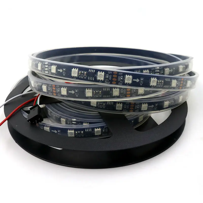 5 м WS2811 DC12V 48 светодиодов/м RGB адресуемая светодиодная лента черная печатная плата водонепроницаемая IP67 SMD5050 пиксельные полосы гибкая светодиодная трубка пиксельный светильник 5 м WS2811 DC12V 48 светодиодов/м RGB адресуемая светодиодная лента черная печатная плата водонепроницаемая IP67 SMD5050 пиксельные полосы гибкая светодиодная трубка пиксельный светильник