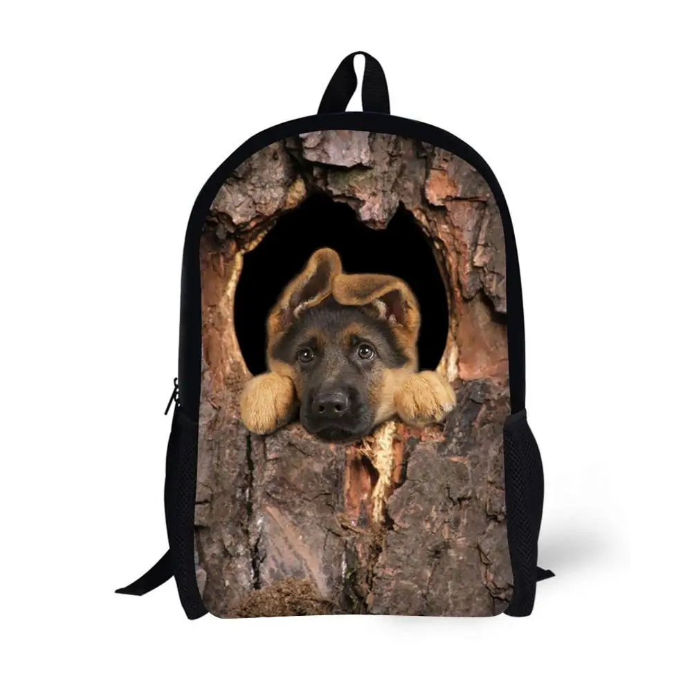 Brown Tree Hole Dog Cat Generic Backpack Bag Children School Bags for Age 6-15 Teenage Boys Plane Bag Pack 17 Inch Bookbag