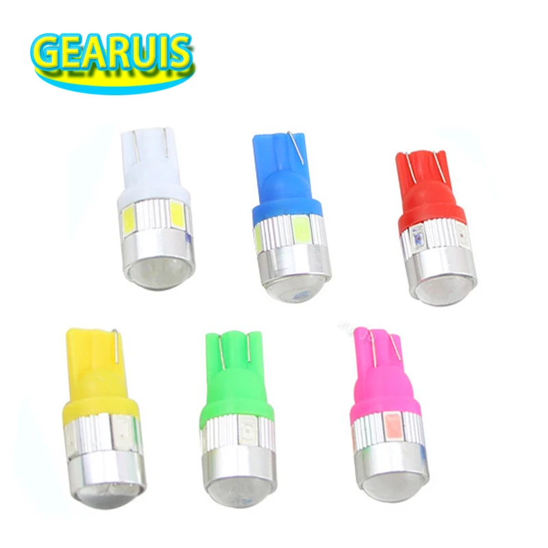 100Pcs T10 W5W 168 194 6SMD 5630 LED Wedge Light Super White Car Side Bulbs Canbus Error Free 12V For Unversail Car