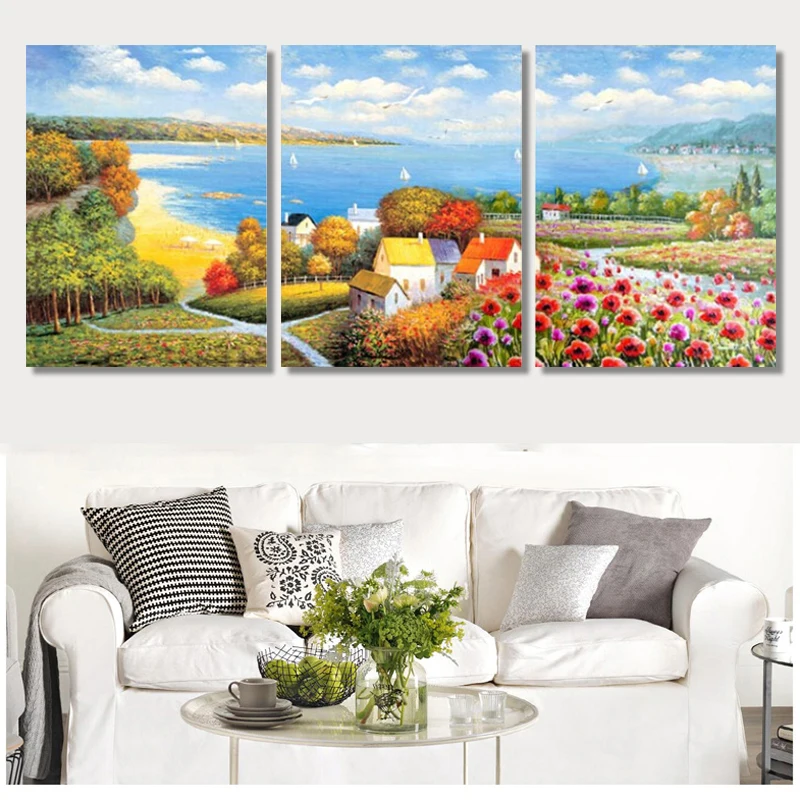 Triptych Diamond Embroidery Flowers5D Diy Diamond Painting Cross Stitch Scenic Diamond Mosaic Square Full Drill Home Decoration