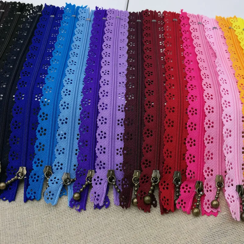 5pcs 3# 25CM 24 Colors lace Nylon Coil Zippers DIY Tailor Sewing Tools Garment Accessories cremalleras costura