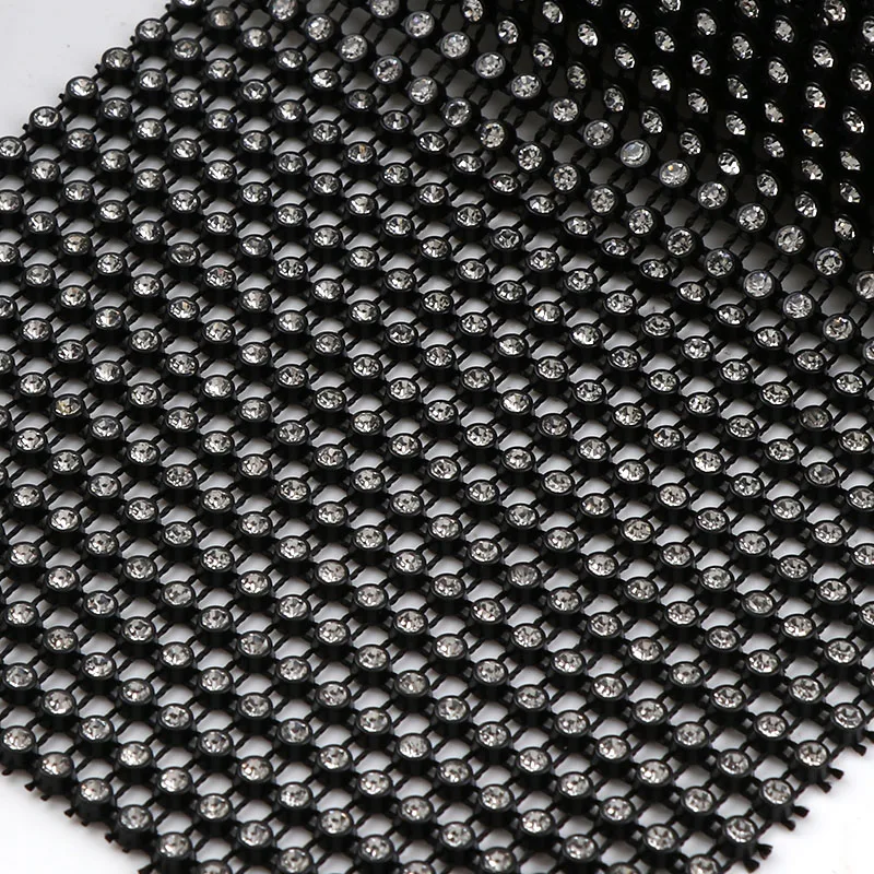 24 Rows 10 Yard 3mm Black/White Rhinestone Mesh Trim (With Rhinestone) ABS Plastic Sew On For DIY Craft Jewelry Decoration