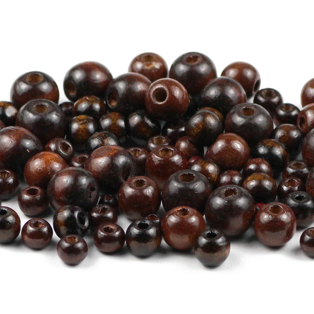 Brown Wooden Beads 10~500pcs 5/6/8/10/12MM Natural wood Eco-Friendly Flat Round Loose Beads For Jewelry Bracelets Making DIY