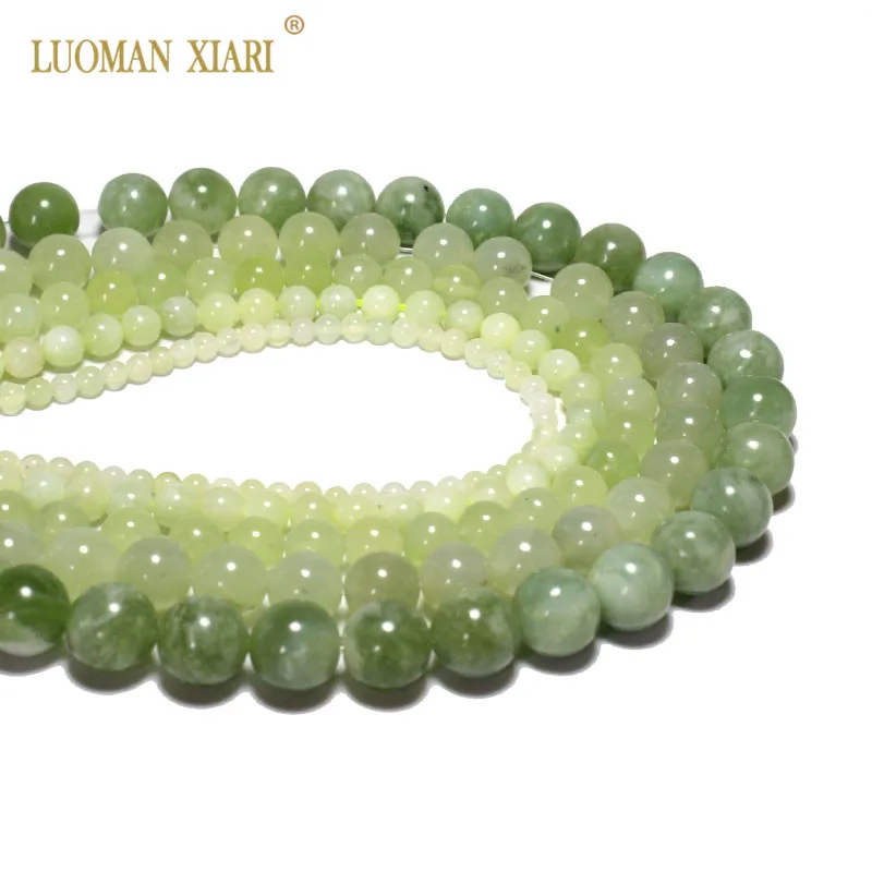 Wholesale Natural Round New Jades Green Loose Stone Beads For Jewelry Making DIY Bracelet Necklace 4/6/8/10/12 mm Strand 15\'\'