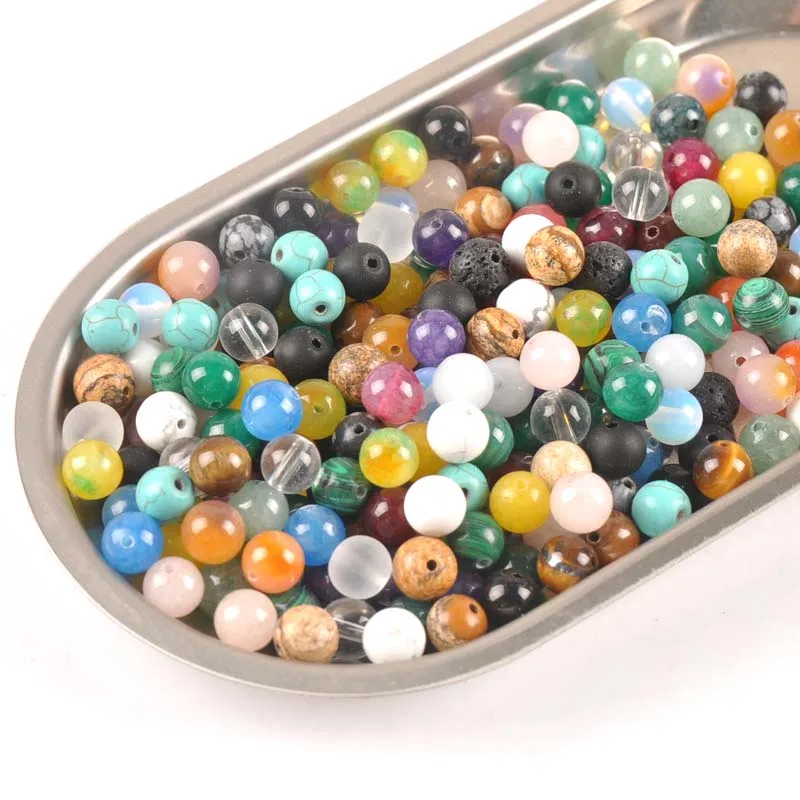 4/6/8/10mm Mixed Color Natural stone Beads Natural Round Loose Stone Beads For Jewelry Making DIY TRS0306