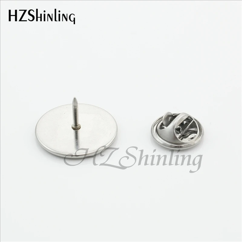 2017 New Fashion Power Button On Off Lapel Pins Round Glass Button Butterfly Fashion Jewelry Stainless Steel Brooch Pins