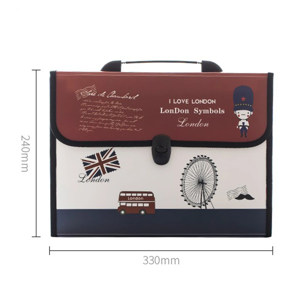 Cute Portable Expandable Accordion 12 Pockets A4 File Folder Expanding Wallet Document Briefcase