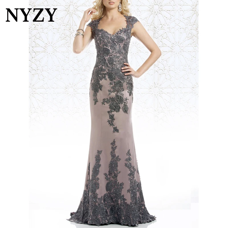 Nyzy M203 Wedding Party Gown Gast Wear Crystal Mermaid Formele Jurk Vrouwen Elegante Lange Moeder Van De Bruid Bruidegom Lace jurken