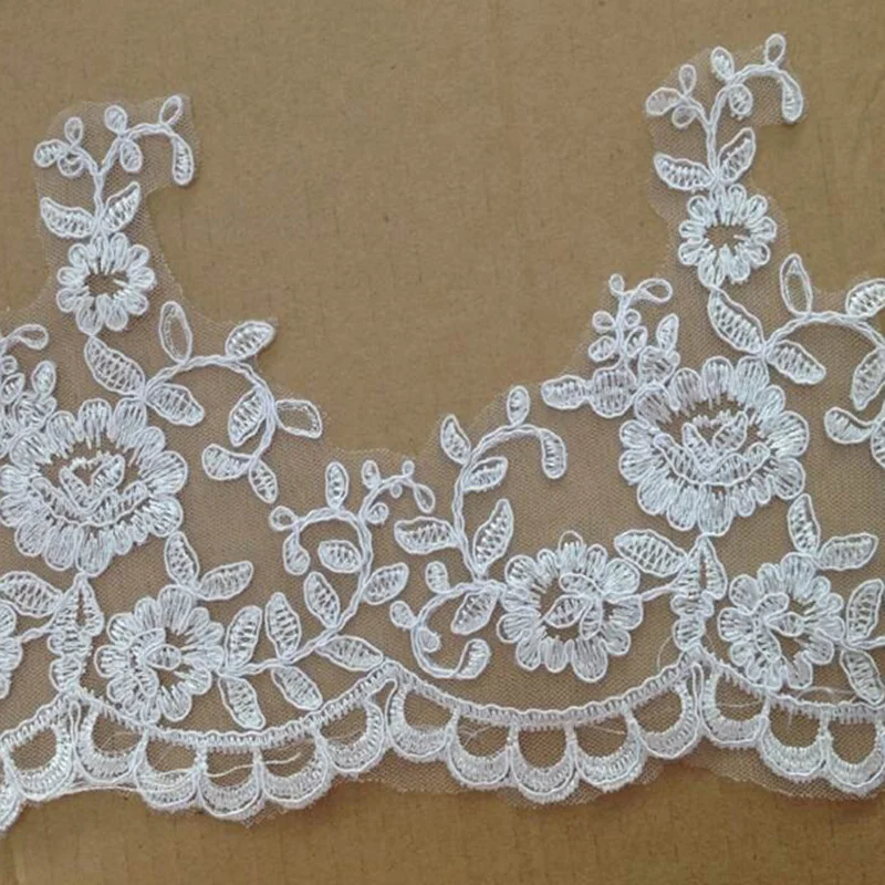 9Meters Cord Bilateral Lace Trim Gorgeous Lace Applique Fabric Floral Motif Wedding Veil New Design High Quality