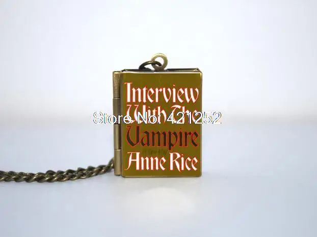 Interview With the Vampire  Anne Rice Book Cover Locket Necklace Keyring silver & Bronze tone jewelry