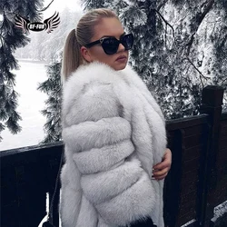 BFFUR Outerwear Womens Real Fur Coat 2022 Genuine Leather Natural Jacket Ladies Tops Fashion Medium Winter Coat Whole Skin Solid