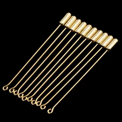 10 Pieces Needle Plug Lapel Stick Hat Scarf Hijab Brooch Boutonniere Pin gold color Tone 7.1cm Long Fashion Jewelry