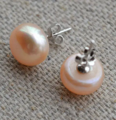 stunning 11-12 mm Pink south sea pearl earring silver stud