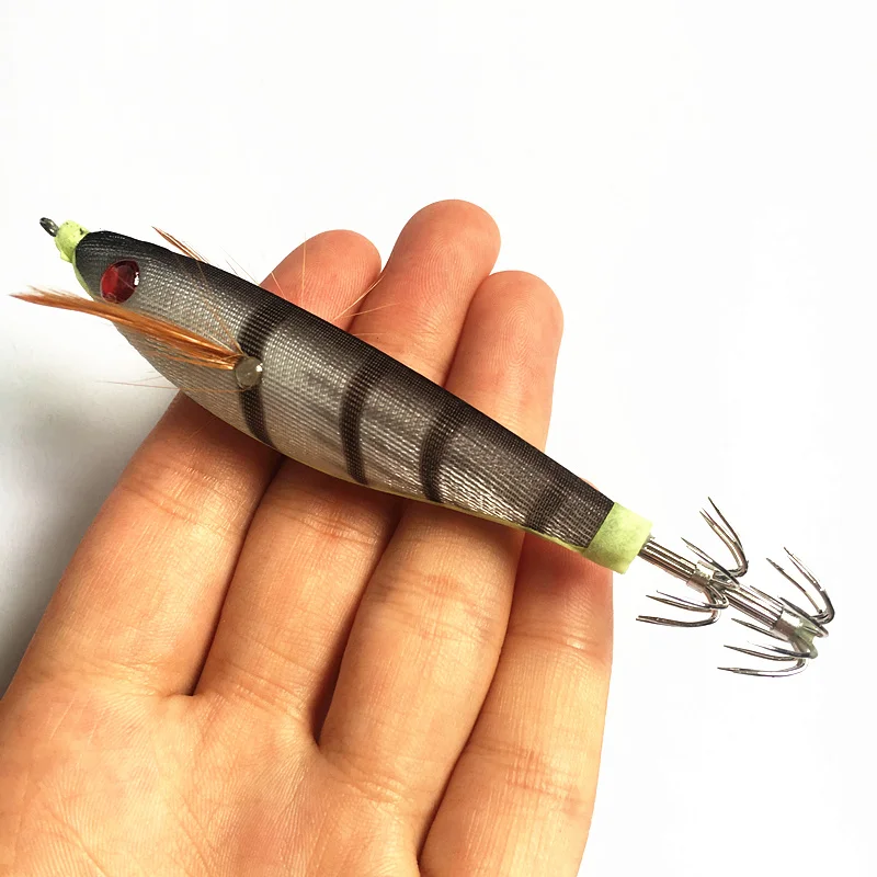 

1Pcs 10CM 10G Artificial Round Belly Wood Shrimp Squid Jigs Hard Bait Jigging Squid Hook Trout Lure Fishing Tackle