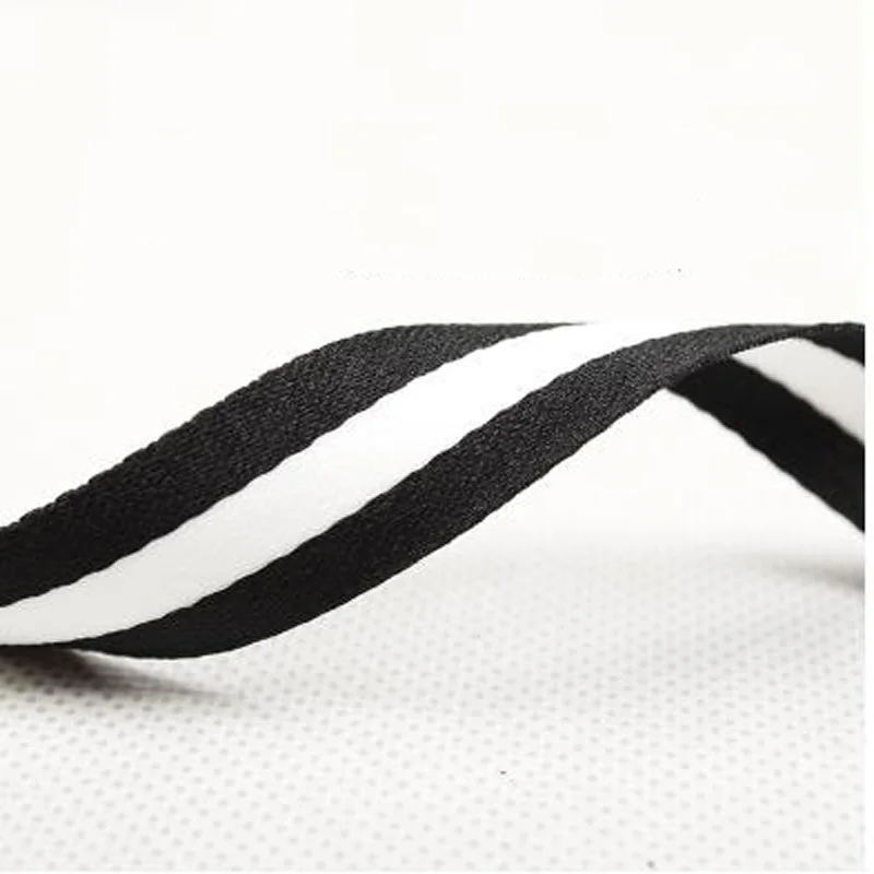 10mm 15mm 25mm 30mm wide webbing 3yards black white  Striped polyester Webbing twill yarn for the sewing belt Bag handle deco