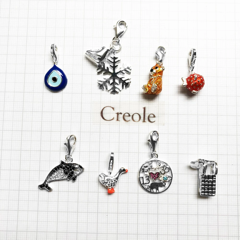 Puffer Fish Eye of Turkey Bear Whale Lucky Coin Goose Sled Snowflake Skates Charm Pendant,2019 Jewelry 925 Sterling Silver Gift