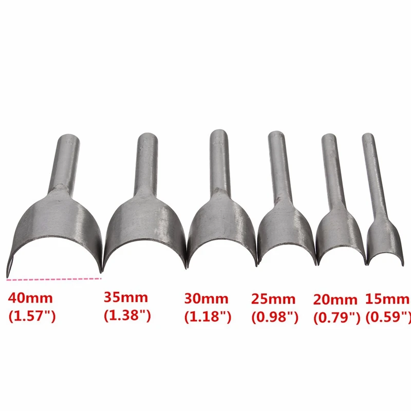 New Da Công Cụ Thủ Công Nửa Vòng V Shaped Cutter Punch Da Handmade Công Cụ Thủ Công Đấm Dụng Cụ Cầm Tay 6 cái/bộ 15 mm-40mm