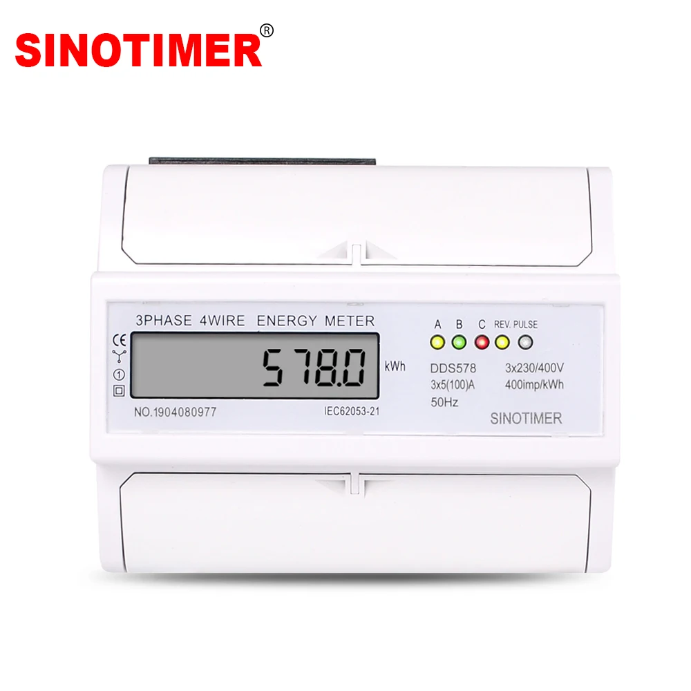 Accurate Three Phases 4 Wires 5-100A 380V Digital Wattmeter Electricity Consumption Measurement Meter 35mm DIN Rail Mounting